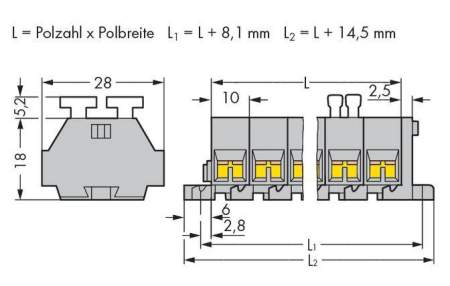 Клеммная колодка WAGO 261-203/342-000, 12 pin, 0.08мм² - 2.50мм², 500В, 24А, конф: L, (100 шт)
