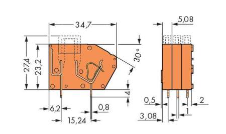 Быстроразъемная клемма WAGO 742-116, 1 pin, 0.08мм² - 2.50мм², 320В, CS: 5.08мм, (300 шт)