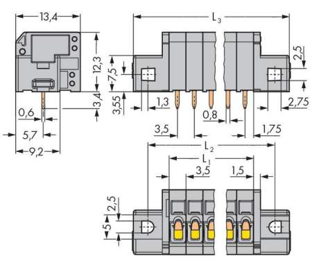 Быстроразъемная клемма WAGO 739-308/001-000, 8 pin, 0.08мм² - 1.50мм², 160В, CS: 3.50мм, (160 шт)