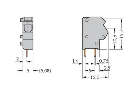 Быстроразъемная клемма WAGO 254-803, 1 pin, 0.25мм² - 0.75мм², 250В, CS: 5мм;5.08мм, (500 шт)