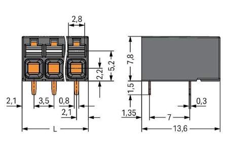 Клемма для печатной платы WAGO 2086-1206/300-000, 6 pin, 0.14мм² - 1.50мм², 320В, 17.5А, CS: 3.50мм, (1 шт)