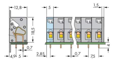 Быстроразъемная клемма WAGO 741-306, 6 pin, 0.08мм² - 2.50мм², 630В, 16А, CS: 7.50мм, (100 шт)