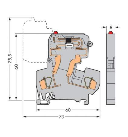 Клемма предохранителя WAGO 281-611/281-541, 2 pin, 0.08мм² - 4мм², 800В, 10А, конф: L, (50 шт)