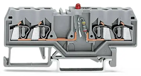 Светодиодная клемма WAGO 280-809/281-413, 4 pin, 0.08мм² - 2.50мм², 24В, 25мА, конф: L, (100 шт)
