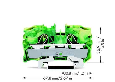 PG клемма WAGO 2010-1207, 2 pin, 0.50мм² - 16мм², 57А, конф: Terre, (1 шт)