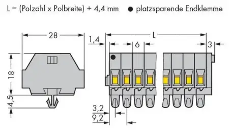 Клеммная колодка WAGO 261-161, 22 pin, 0.08мм² - 2.50мм², 500В, 24А, конф: L, (25 шт)