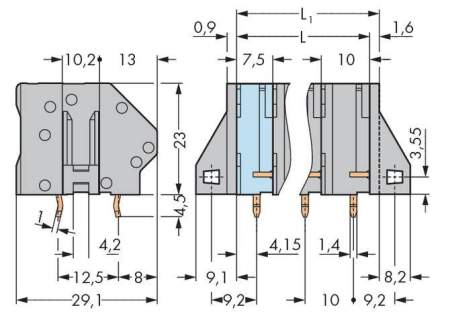 Быстроразъемная клемма WAGO 745-1360, 10 pin, 0.20мм² - 6.00мм², 1000В, CS: 10мм, (16 шт)