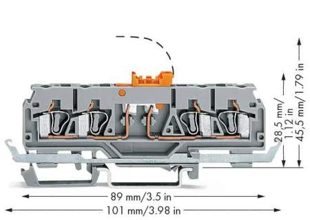 N клемма WAGO 280-875, 4 pin, 0.08мм² - 2.50мм², 250В, 16А, конф: L, (50 шт)