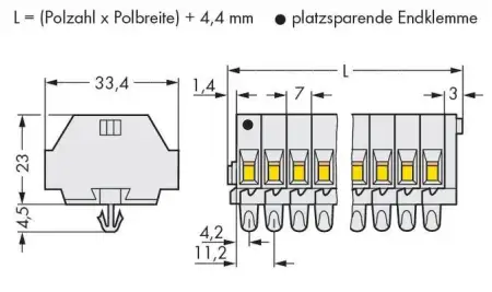 Клеммная колодка WAGO 262-190, 20 pin, 0.50мм² - 4мм², 550В, 23А, конф: L, (25 шт)