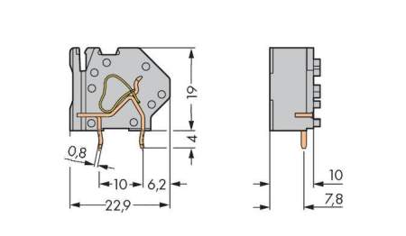 Быстроразъемная клемма WAGO 745-827, 1 pin, 0.08мм² - 4.00мм², 1000В, CS: 10мм, (200 шт)