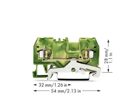 PG клемма WAGO 280-907, 2 pin, 0.08мм² - 2.50мм², 24А, конф: Terre, (100 шт)