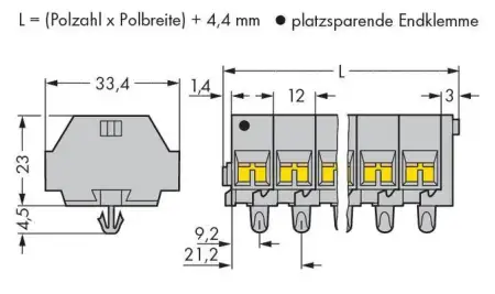 Клеммная колодка WAGO 262-256, 24 pin, 0.08мм² - 4мм², 630В, 32А, конф: L, (50 шт)