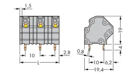 Быстроразъемная клемма WAGO 745-3208, 8 pin, 0.08мм² - 4.00мм², 1000В, CS: 10мм, (36 шт)