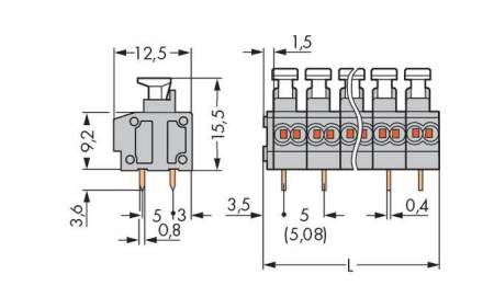 Быстроразъемная клемма WAGO 235-454/331-000, 4 pin, 0.20мм² - 0.75мм², 320В, 10А, CS: 5мм;5.08мм, (220 шт)