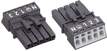 Разъем питания сети WAGO 890-205, 4 pin, 0.25мм² - 1.5мм², 250В, 16А, (1 шт)