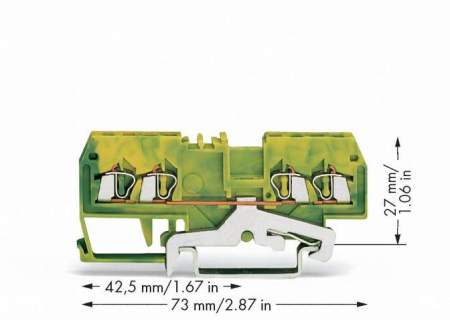 PG клемма WAGO 279-837, 4 pin, 0.08мм² - 1.50мм², 18А, конф: Terre, (100 шт)