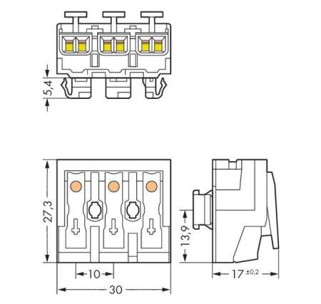 Разъем питания сети WAGO 294-8013, 3 pin, 0.5мм² - 2.5мм², 24А, (500 шт)