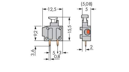 Быстроразъемная клемма WAGO 235-401/331-000, 1 pin, 0.20мм² - 1.50мм², 320В, CS: 5мм;5.08мм, (800 шт)