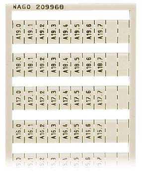 Этикетка WAGO 209-968, Оттиск: A10.0 A10.1 - A19.6, A19.7, (5 шт)