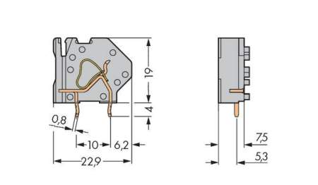 Быстроразъемная клемма WAGO 745-814, 1 pin, 0.08мм² - 4.00мм², 630В, CS: 7.50мм, (200 шт)