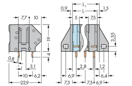 Быстроразъемная клемма WAGO 745-157, 7 pin, 0.08мм² - 4.00мм², 630В, CS: 7.50мм, (50 шт)