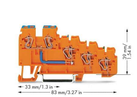 Клемма бесконтактного переключателя WAGO 270-574, 5 pin, 0.08мм² - 2.50мм², 250В, 18А, (10 шт)