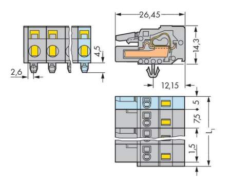 Розетка для подключения кабеля WAGO 231-207/008-000, 7 pin, 0.08мм² - 2.5мм², 630В, CS: 7.50мм, (50 шт)