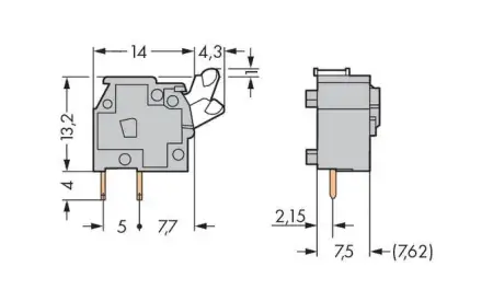 Быстроразъемная клемма WAGO 255-753/999-950, 1 pin, 0.08мм² - 2.50мм², 275В, CS: 7.50мм;7.62мм, (400 шт)