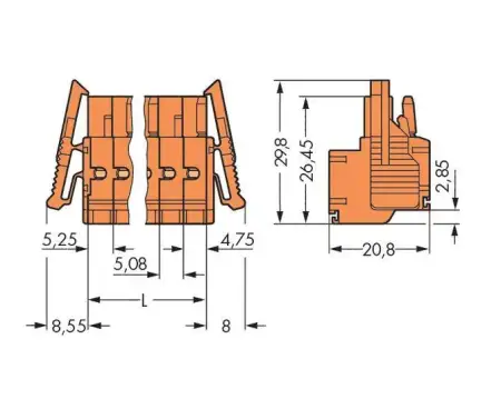Розетка для подключения кабеля WAGO 231-2315/037-000, 15 pin, 0.2мм² - 2.5мм², 320В, CS: 5.08мм, (25 шт)