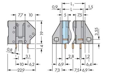 Быстроразъемная клемма WAGO 745-158, 8 pin, 0.08мм² - 4.00мм², 630В, CS: 7.50мм, (40 шт)