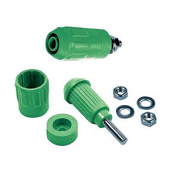 66.9684-25, Stäubli XUB-G - Лабораторное гнездо, Ø-контакта: 4 мм, зеленый : 1 шт.