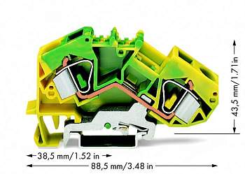 PG клемма WAGO 783-607, 2 pin, 0.20мм² - 16мм², 76А, конф: Terre, (25 шт)
