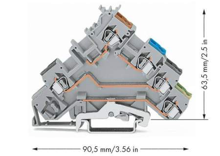 Клемма бесконтактного переключателя WAGO 280-570, 5 pin, 0.08мм² - 2.50мм², 400В, 20А, конф: L, (50 шт)