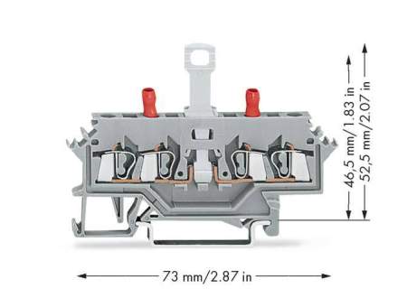 N клемма с разделителем и тестовым разъемом WAGO 280-627, 2 pin, 0.08мм² - 2.50мм², 400В, 10А, конф: L, (50 шт)