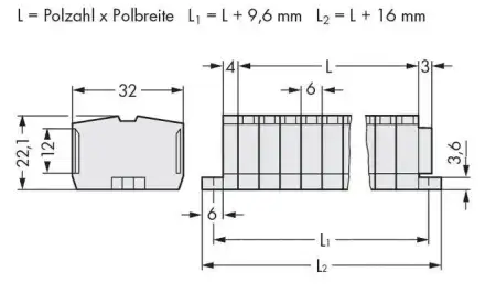 Клеммная колодка WAGO 264-140, 20 pin, 0.50мм² - 2.50мм², 690В, 23А, конф: L, (50 шт)
