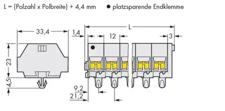 Клеммная колодка WAGO 262-291, 44 pin, 0.50мм² - 4мм², 550В, 30А, конф: L, (25 шт)