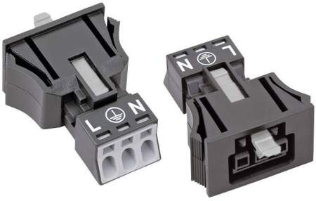 Разъем питания сети WAGO 890-703, 2 pin, 0.25мм² - 1.5мм², 250В, 16А, (1 шт)