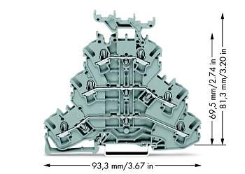 Трехуровневая клемма WAGO 2002-3231, 6 pin, 0.25мм² - 4мм², 500В, 24А, конф: L;L;L, (50 шт)