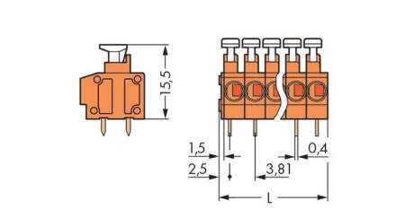 Быстроразъемная клемма WAGO 235-104, 4 pin, 0.50мм² - 1.50мм², 320В, 17.5А, CS: 3.81мм, (280 шт)
