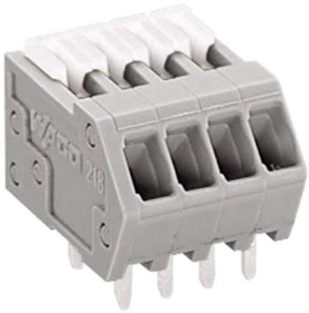 Быстроразъемная клемма WAGO 218-104, 4 pin, 0.08мм² - 0.50мм², 160В, 6А, CS: 2.50мм, (1 шт)