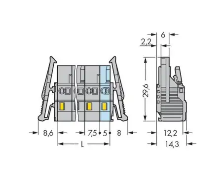 Розетка для подключения кабеля WAGO 231-209/037-000, 9 pin, 0.08мм² - 2.5мм², 630В, CS: 7.50мм, (25 шт)