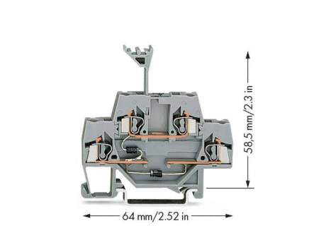 Двухуровневая диодная клемма WAGO 280-941/281-492, 4 pin, 0.08мм² - 2.50мм², 250В, 500мА, конф: L, (50 шт)