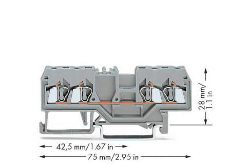 Клемма WAGO 280-833, 4 pin, 0.08мм² - 2.50мм², 800В, 20А, конф: L, (100 шт)