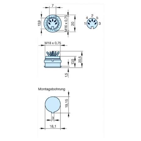 DIN-разъем с резьбовым соединением Hirschmann мAS 5100 S