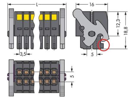 Розетка для подключения кабеля WAGO 713-1117/037-9037/035-000, 34 pin, 0.08мм² - 1.5мм², 160В, 10А, CS: 3.50мм, (20 шт)