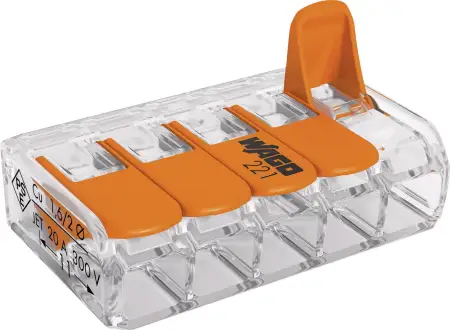 Клеммник WAGO 221-415-25, 5 pin, 0.14мм² - 4мм², 450В, 32А, (25 шт)