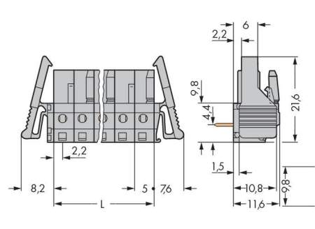 Розетка для подключения к печатной плате WAGO 232-248/039-000, 18 pin, 320В, CS: 5мм, (10 шт)