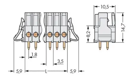 Розетка для подключения к печатной плате WAGO 734-476/037-000, 16 pin, 160В, 10А, CS: 3.50мм, (25 шт)