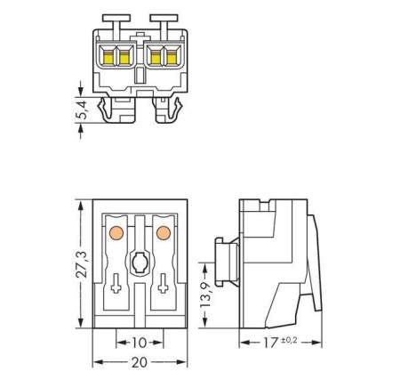 Разъем питания сети WAGO 294-8022, 2 pin, 0.5мм² - 2.5мм², 24А, (1000 шт)