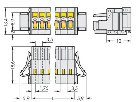 Розетка для подключения кабеля WAGO 734-104/037-047, 4 pin, 0.08мм² - 1.5мм², 300В, 10А, CS: 3.50мм, (100 шт)